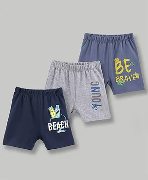 OHMS Knee Length Shorts Pack Of 3 Text Print - Multicolor