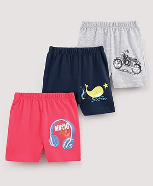 OHMS Knee Length Shorts Pack of 3 - Pink Blue Grey