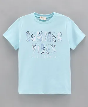 Koton Half Sleeves T-Shirt Text Print - Blue
