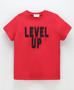 Koton Half Sleeves T Shirt Text Print - Red