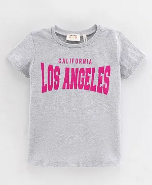 Koton Half Sleeves Cotton T-Shirt California Los Angeles Print - Grey