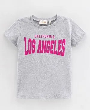 Koton Half Sleeves Cotton T-Shirt California Los Angeles Print - Grey