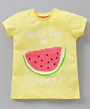 Koton Half Sleeves Cotton Top Watermelon Print - Yellow