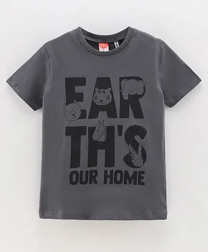 Koton Half Sleeves T-Shirt Animal & Text Print - Grey