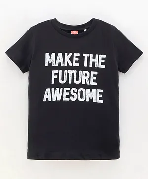 Koton Half Sleeves T-Shirt Text Print - Black