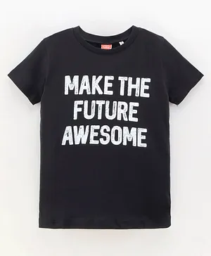 Koton Half Sleeves T-Shirt Text Print - Black