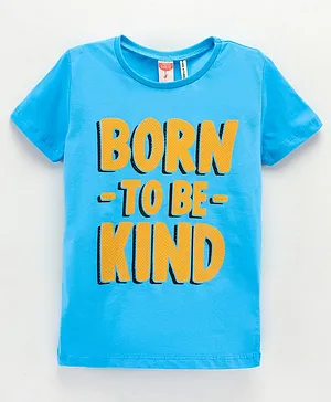 Koton Half Sleeves T-Shirt Text Print - Blue