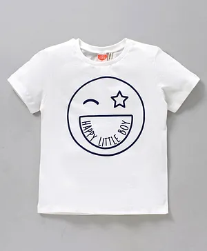 Koton Half Sleeves T Shirt Smiley Print - White