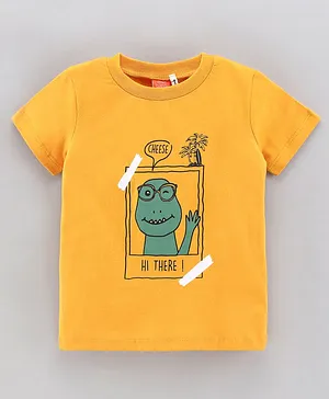 Koton Half Sleeves T-Shirt Dino & Text Print - Yellow