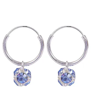 Eloish Pure Sterling Silver Disco Ball Bali Earrings - Blue