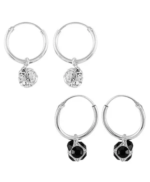 Eloish 925 Sterling Silver Disco Ball Earrings Pack of 2 Pairs - Silver