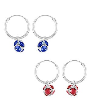 Eloish 925 Sterling Silver Disco Ball Earrings Pack of 2 Pairs - Silver