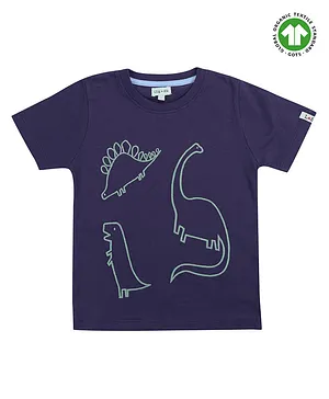 Lilly + Sid Half Sleeves T-Shirt Dino Print - Navy