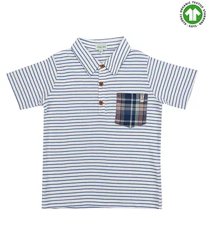 Lilly & Sid Half Sleeves Striped Shirt With Front Pocket - Navy