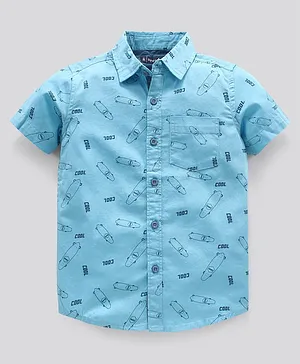 Pine Kids Half Sleeves Shirts Printed - Blue