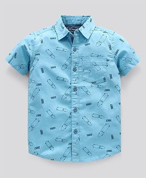 Pine Kids Half Sleeves Shirts Printed - Blue