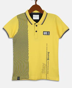 Monte Carlo Half Sleeves Placement Lines And Stay Strong Printed T Shirt - Yellow