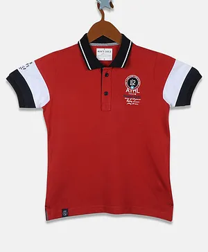 Monte Carlo Half Sleeves Placement Text Printed Tee - Red