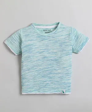 Polka Tots 100% Cotton Half Sleeves Weave Print T Shirt - Blue