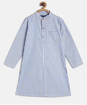 Tales & Stories Full Sleeves Striped Ethnic Kurta - Sky Blue