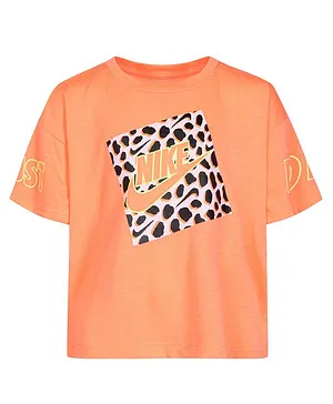 Nike Half Sleeves Printed Graphic Boxy Tee - Peach
