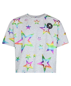 Converse Half Sleeves Star Print Boxy Tee - Grey
