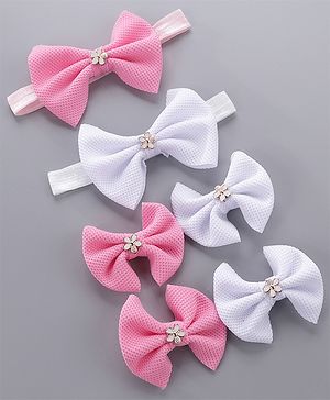 Babyhug Headbands & Hair Clips Pack of 6 - Pink White