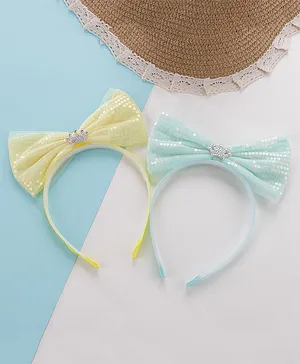 Pine Kids Bow Hair Bands Pack Of 2 - Yellow & Mint 