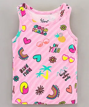 Vitamins Sleeveless Top Floral Print - Pink