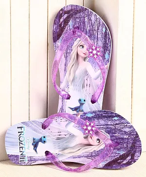 Frozen Casual Flip Flops Elsa Print - Purple