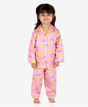 KID1 Full Sleeves Fire Fox Shirt & Pajama Night Suit - Pink