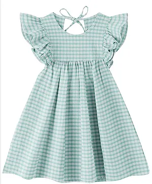 The Baby Atelier Organic Cotton Short Sleeves Check Print Night Dress - Green