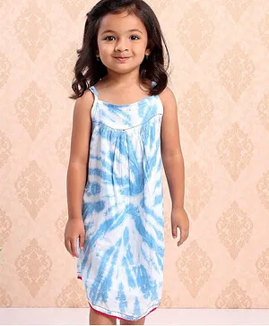 Babyhug Singlet Sleeves Ethnic Dress Tie & Dye Pattern - Blue
