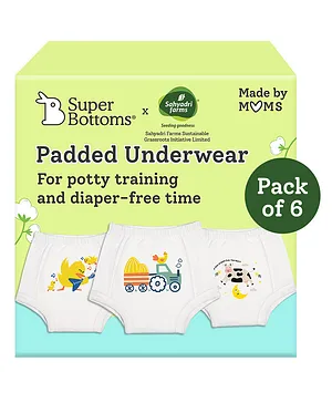 SuperBottoms 100% Cotton Farmy Fun Theme Pant Style Padded Underwears Pack of 6 - Multicolor