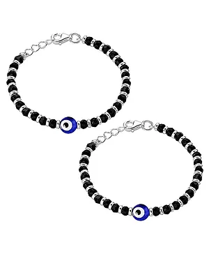 Nemichand Jewels 92.5 Sterling Silver Evil Eye Nazariya Baby Bracelet - Black Blue