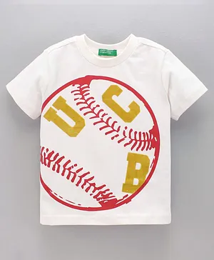 UCB Half Sleeves Cotton T-Shirt Printed - Off White