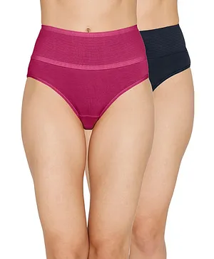 Nejo Pack Of 2 Solid Post Delivery Shaper Panty - Black Red