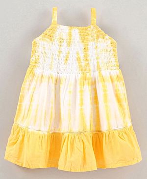 Babyhug Singlet 100% Cotton Woven Solid Color Frock - Yellow