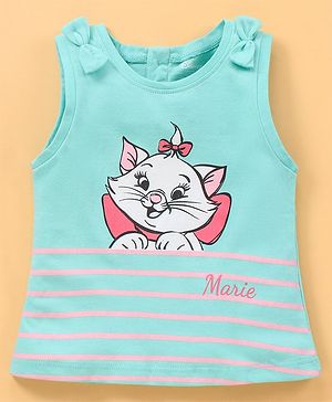 Babyhug Sleeveless Tee Marie Print with Bow Appliques - Blue