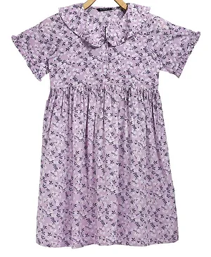 Allen Solly Juniors Half Sleeves Frock Floral Print - Purple