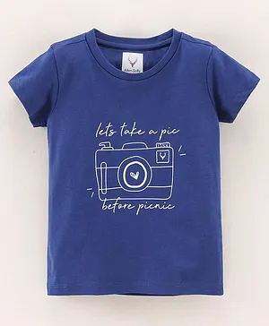 Allen Solly Juniors Half Sleeves T-Shirt Camera Print - Blue