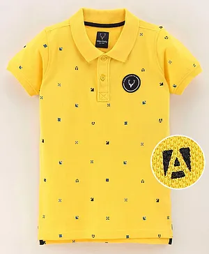 Allen Solly Juniors Half Sleeves Cotton T-Shirt Printed - Yellow