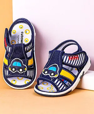 Cute Walk by Babyhug Open Toe Sandals with Velcro Closure Car Patch -  Blue