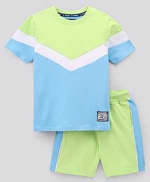 Pine Kids Half Sleeves Tee & Shorts HD Print - Blue