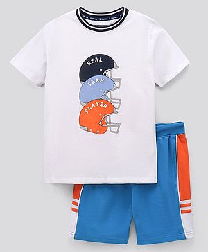Pine Kids Half Sleeves T Shirt and Shorts Set Placement Print - Multicolor
