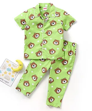 Babyhug Half Sleeves Pyjama Set Sheep Print - Green