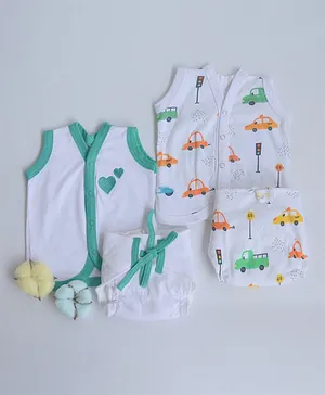 Yellow Doodle 100% Organic Cotton Sleeveless Vest And Cloth Nappy Green Hearts Everyday Essentials Babywear Pack Of 2 Small - Green