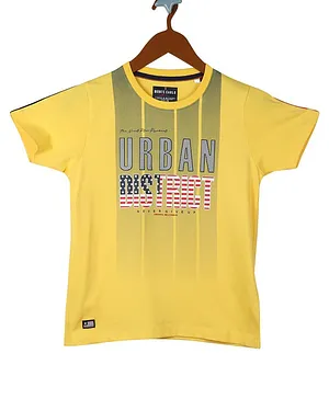 Monte Carlo Half Sleeves Urban Print T Shirt - Yellow