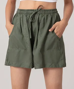 NYKD BY NYKAA Solid Maternity Shorts - Green