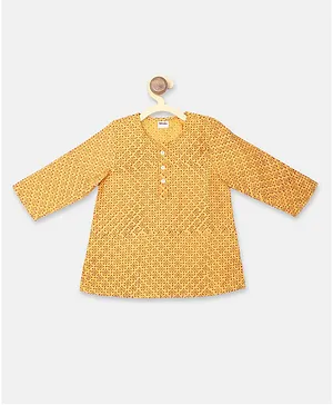 Fabindia Full Sleeves Printed Kurta - Yellow